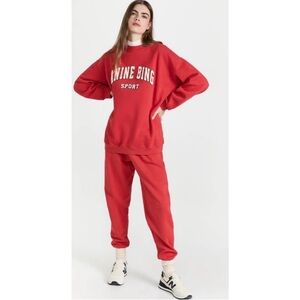 ANINE BING Sport Red Tyler Jogger Sweatpants, Size SMALL